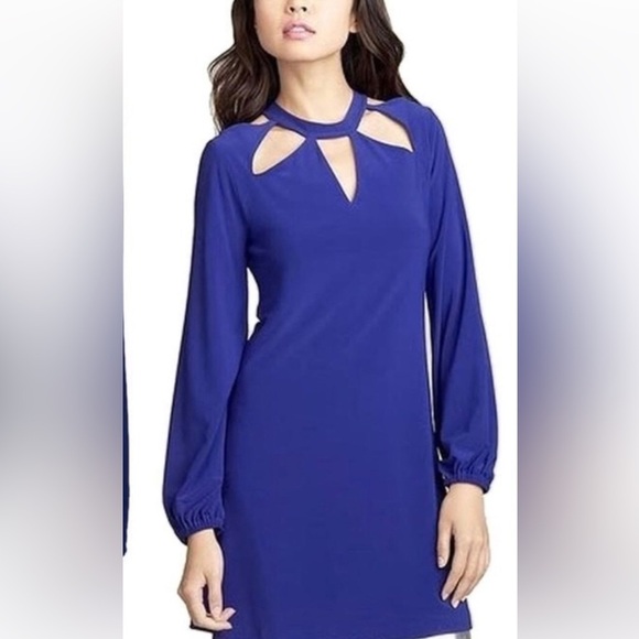 Norma Kamali X Everlast Cobalt Blue Star Cutout Dress - Picture 1 of 10